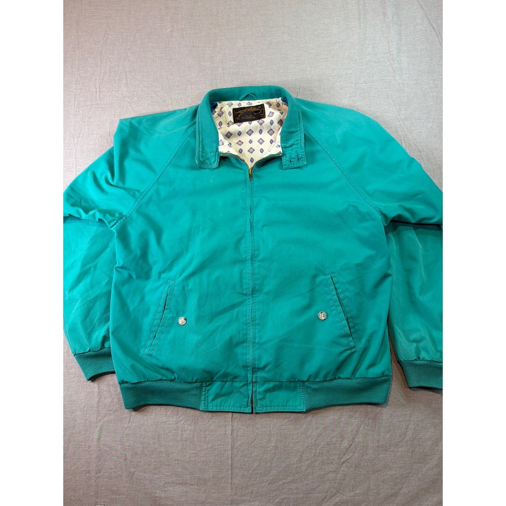 Vintage Eddie Bauer Jacket Mens LT Teal Harrington Bomber‎ Lined 90s Golf